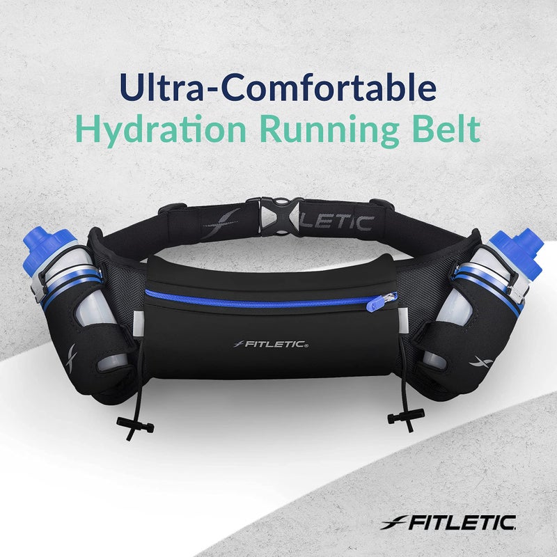 Fitletic Hydration Running Belt With Water Bottles For Men & Women â€“ 2 Quick Flow 8oz Running Water Bottles, Patented Bounce Free Design, Water Resistant Pouch Fits All Phones â€“ Hydra 16 - Image 5